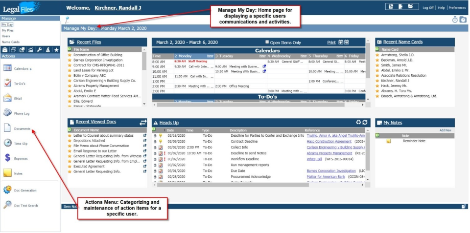 screenshot of Legal Files